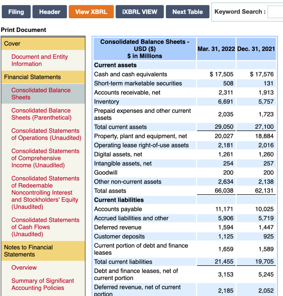 Accounting Practices XBRL View